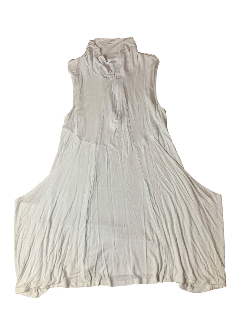 ⚡️La Vie en Rose Aqua White Sleeveless Zip Front Swimsuit Coverup Pockets Large